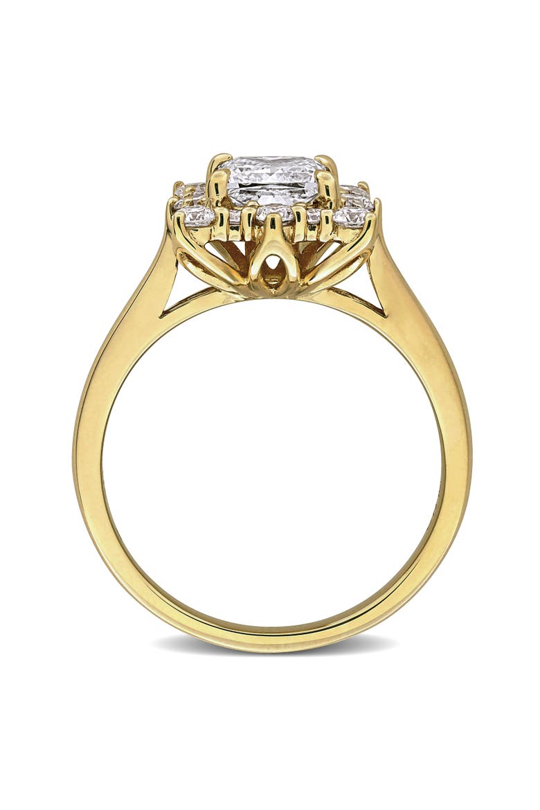 1-1/2 CTW Lab-Grown Diamond Princess Halo Ring 14k, Alternate, color, Yellow Gold