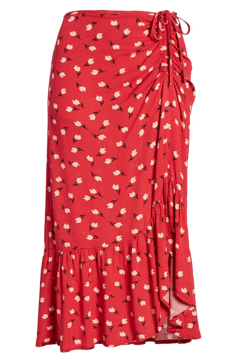 Band of Gypsies Floral Ruched Midi Skirt, Alternate, color, 