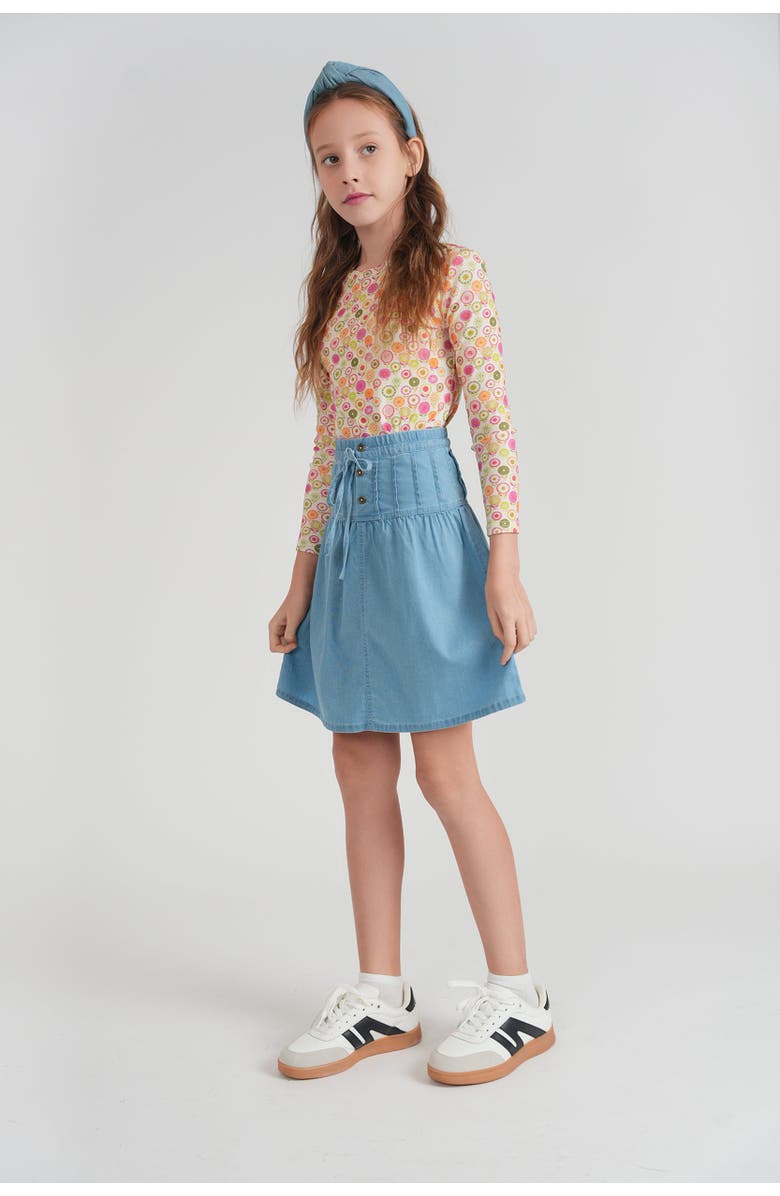 FYI Circle Flower Rib Crew Neck Long Sleeve Top, Alternate, color, Blue