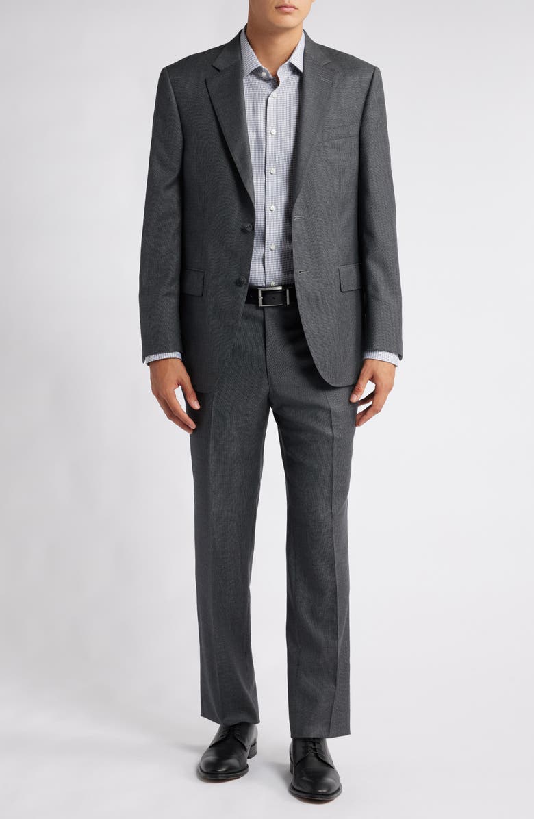 Peter Millar Flynn Classic Fit Grey Check Wool Suit, Main, color, Grey