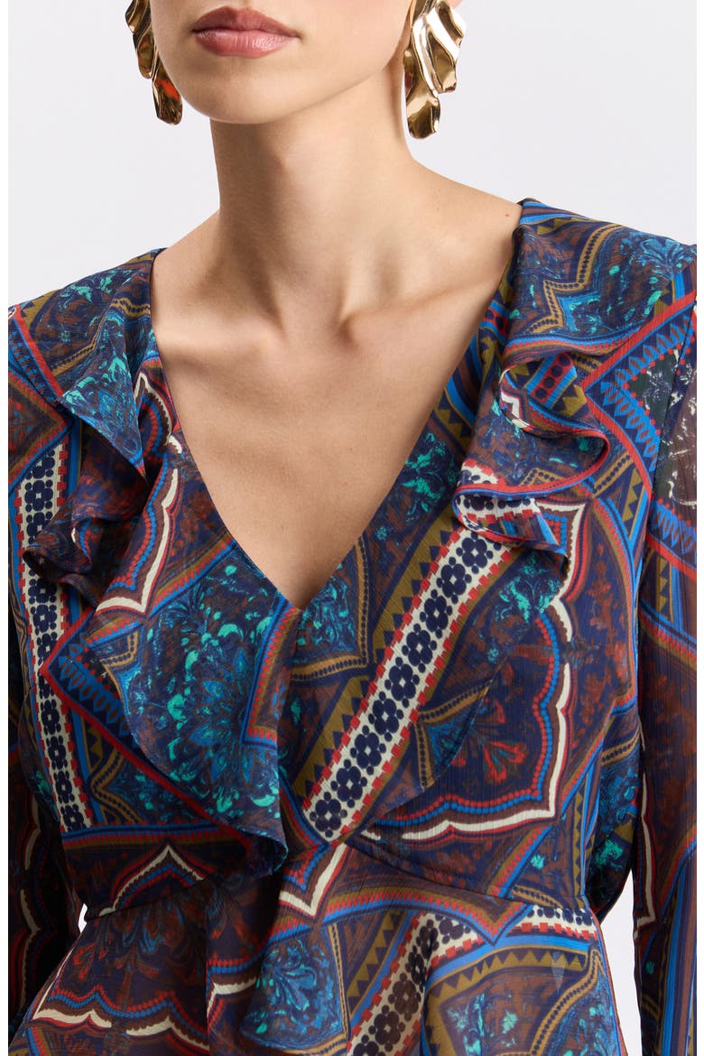 Ruffle Crinkle Chiffon Peplum Top, Alternate, color, JEWEL SOUK