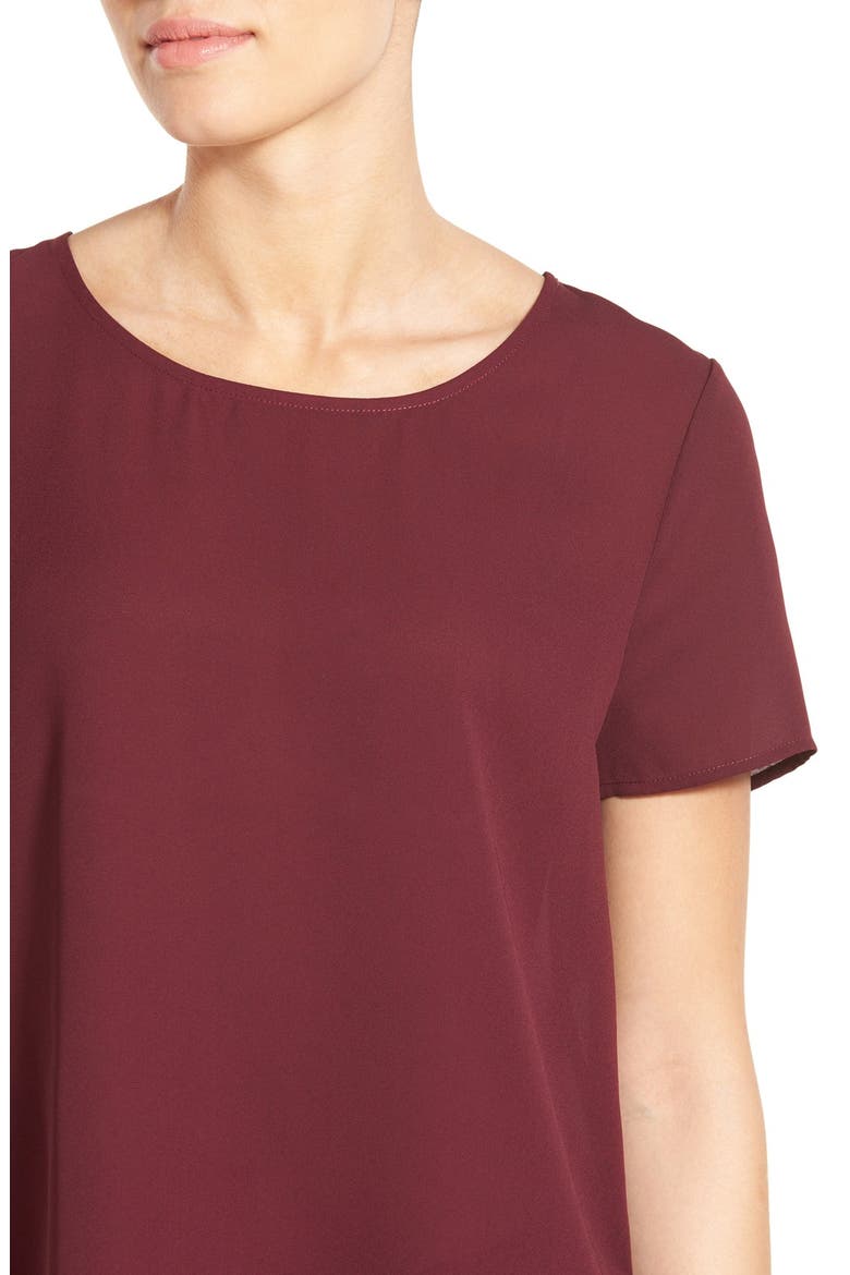 Pleat Back Woven Print Top, Alternate, color, BURGUNDY STEM