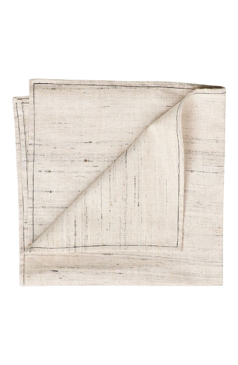 Studio Variously Kora Off White Peace Silk Handloom Napkin - Set of 4, Main, color, White