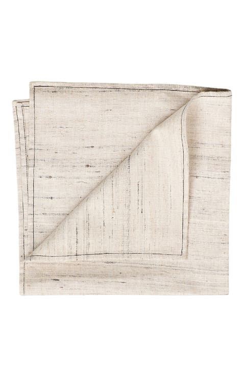 Kora Off White Peace Silk Handloom Napkin - Set of 4