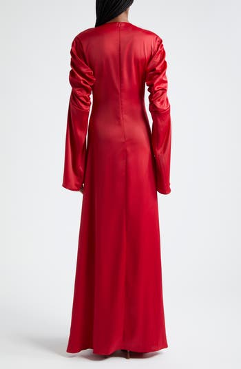 The Jou Long Sleeve Satin Gown