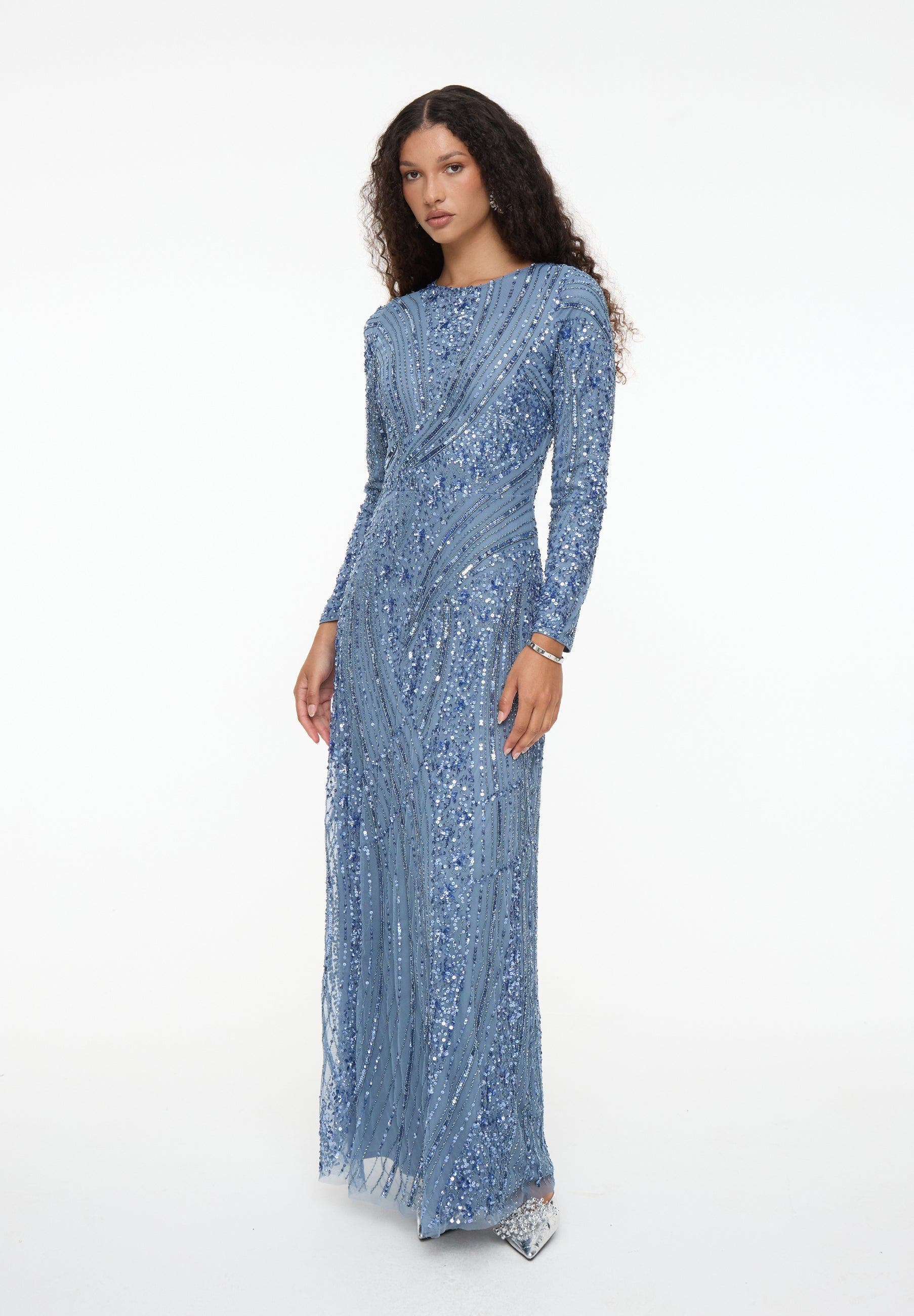 Modest Embellished Sequin Beaded Dress Maxi With Elegant design - image 2