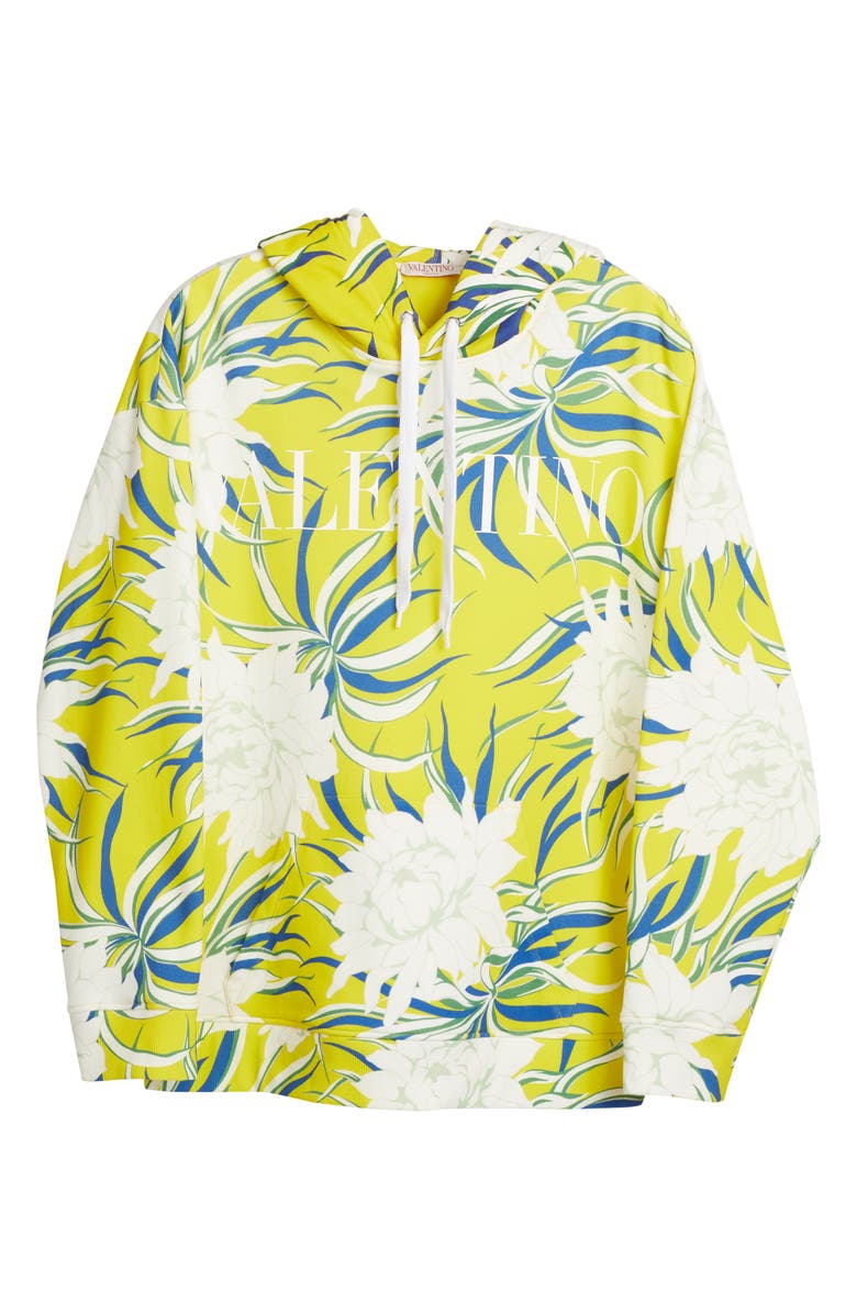Valentino Floral Print Logo Hoodie, Alternate, color, 