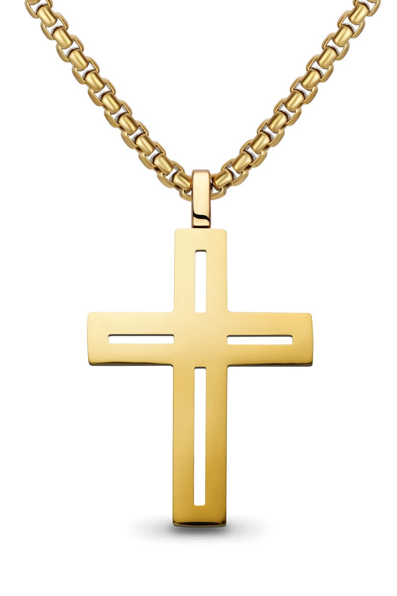 Men's Cut-Out Cross Necklace, Main, color, GOLD