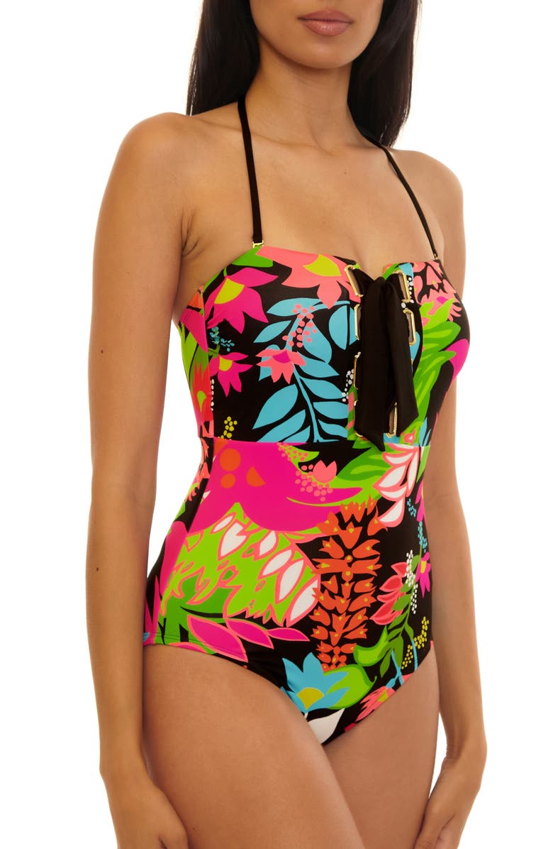 Trina Turk Bandeau One-Piece Swimsuit, Alternate, color, Tiki (Tik)
