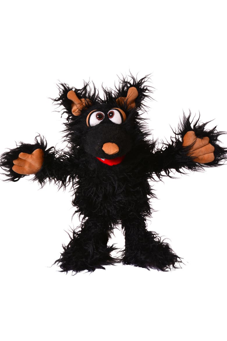 Grif The Black Dog 12 Inch Plush Hand Puppet, Handmade, Main, color, Black