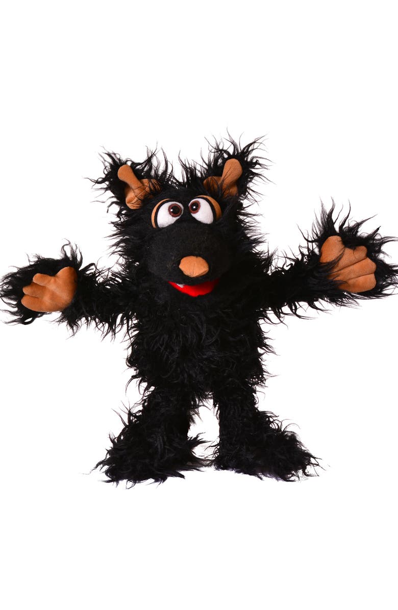 Living Puppets Grif The Black Dog 12 Inch Plush Hand Puppet, Handmade, Main, color, Black