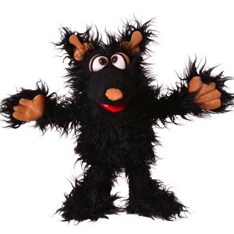 Grif The Black Dog 12 Inch Plush Hand Puppet, Handmade