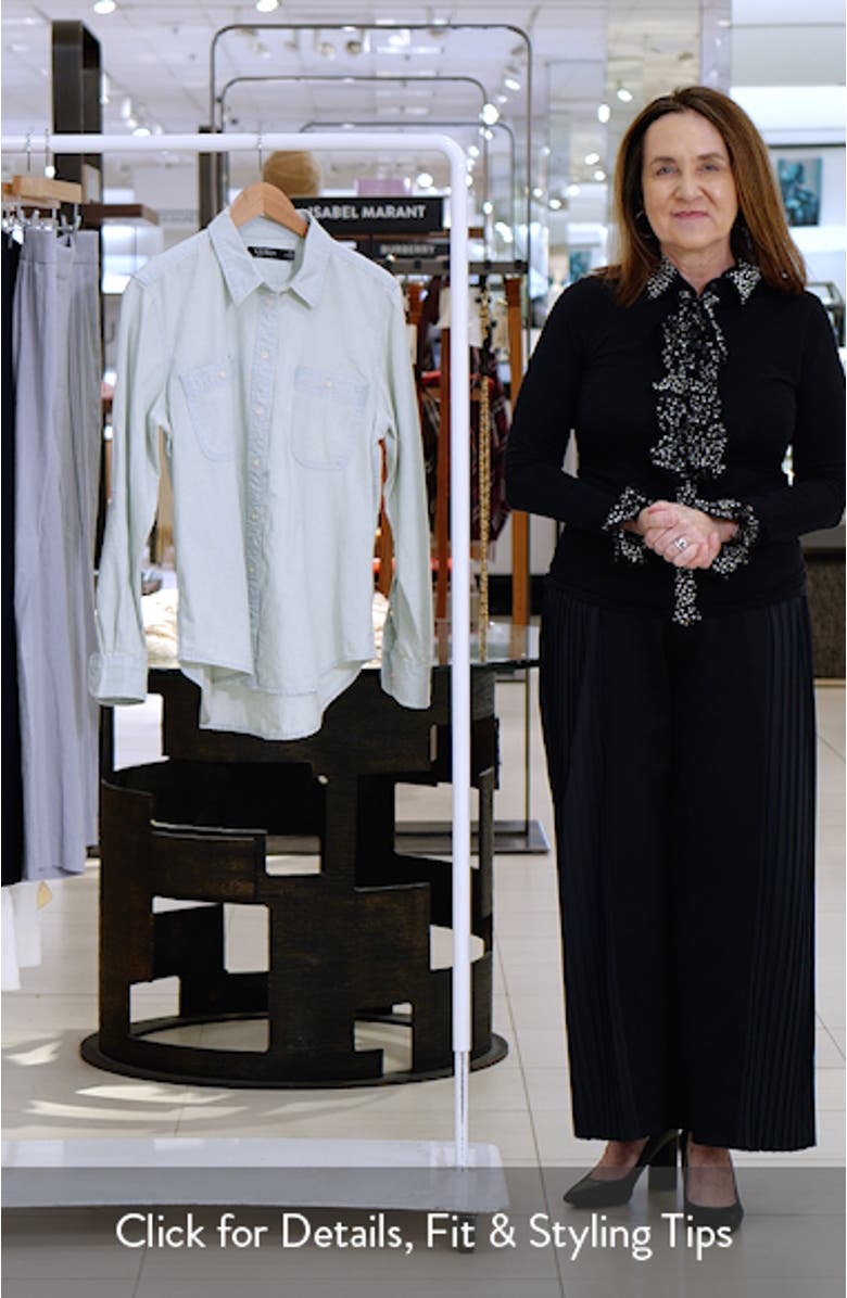 Relaxed Fit Cotton Roll Tab Sleeve Button-Up Shirt, sales video thumbnail