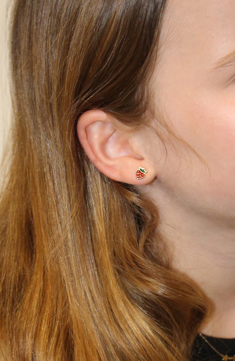 Bony Levy Kids' 14K Gold Strawberry Stud Earrings, Alternate, color, 