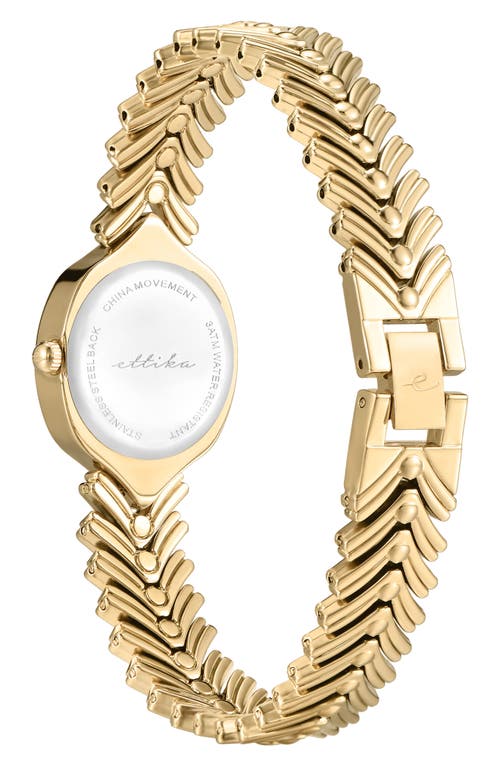 Ettika Round Case Chevron Strap Watch In Gold