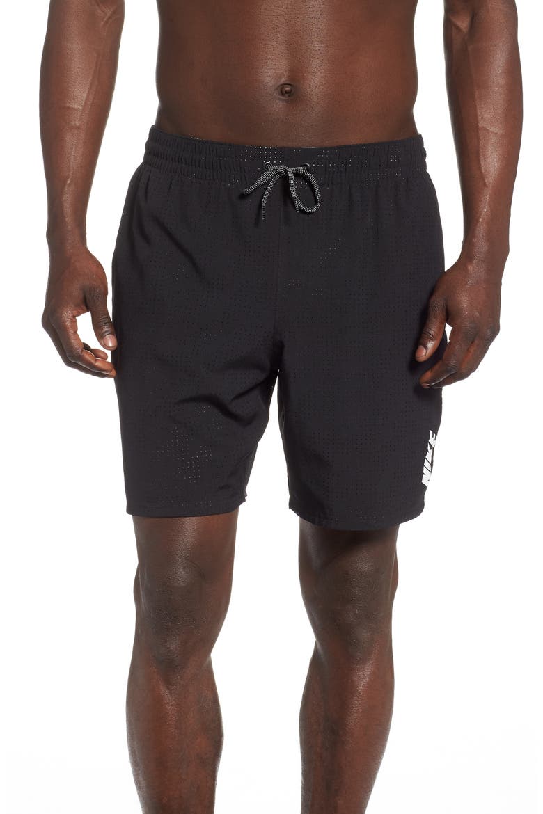Camo Mesh Reversible Volley Shorts, Main, color, BLACK