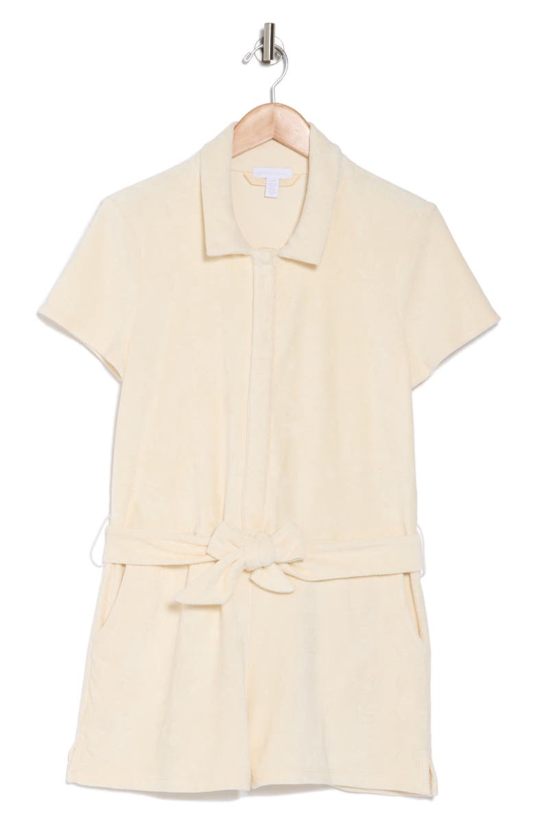 Beyond Yoga Tropez Tie Waist Romper, Alternate, color, Pristine Cream