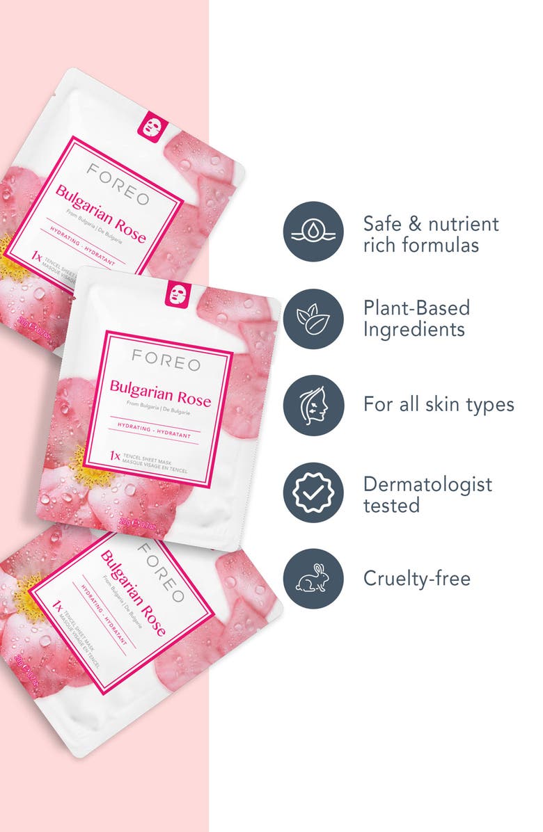 FOREO Farm To Face Sheet Mask - Bulgarian Rose x3, Alternate, color, N/A