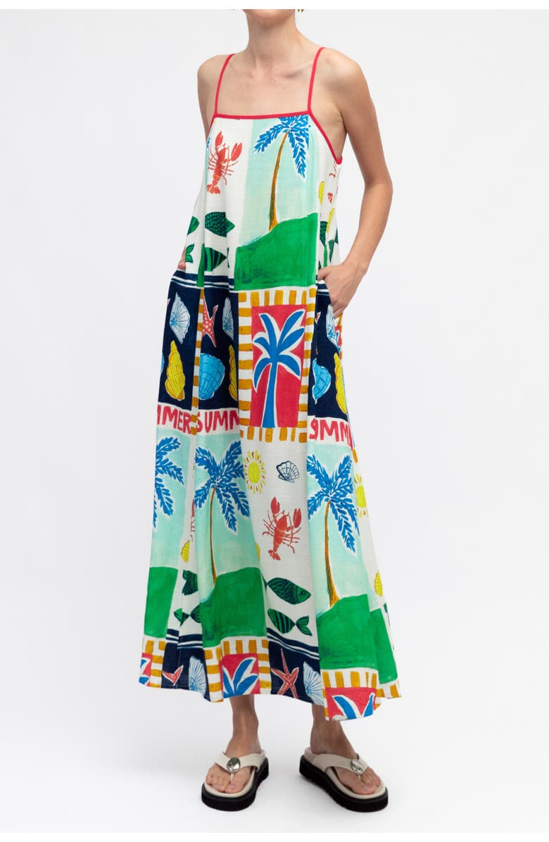 PAPER HEART Soleil Summer Midi Dress, Main, color, Blue