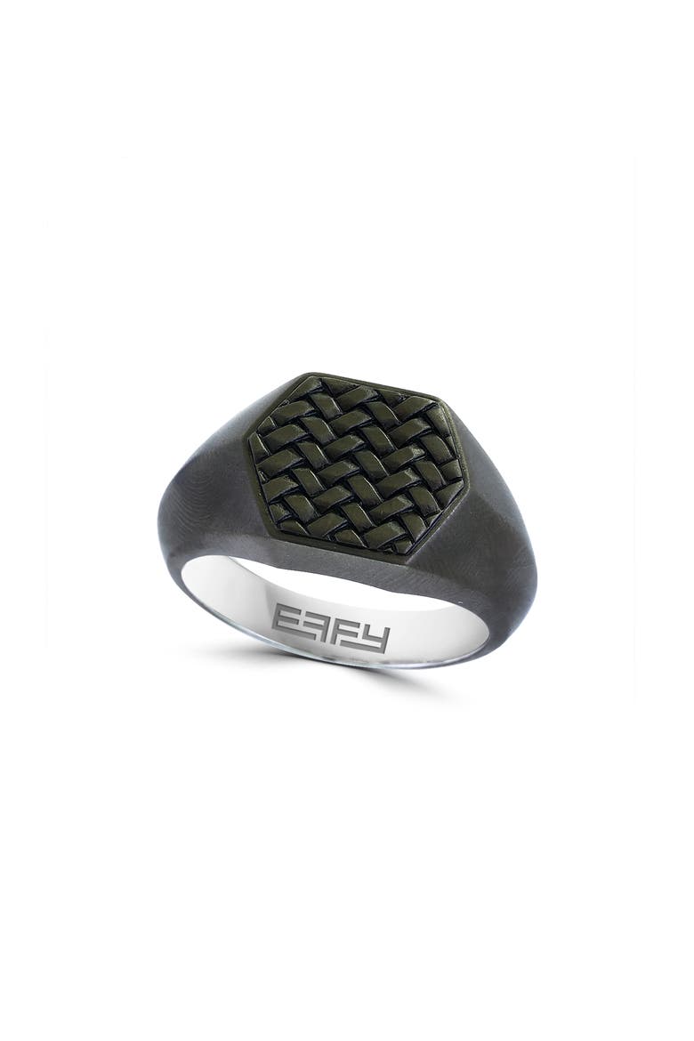 Sterling Silver Signet Ring, Main, color, BLACK
