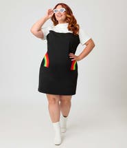 Smak Parlour Plus Size Mock Neck Patch Pocket Shift Dress