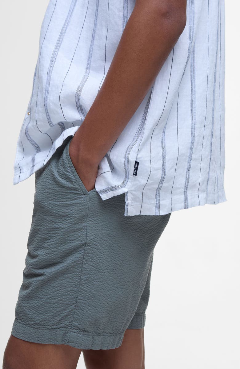 Barbour Garnock Stripe Cotton & Linen Camp Shirt, Alternate, color, White