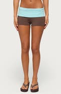 EDIKTED Emmey Contrast Foldover Waistband Shorts