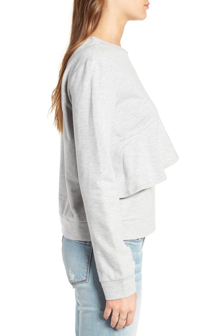 Ruffle Front Sweatshirt, Alternate, color, HEATHER GREY