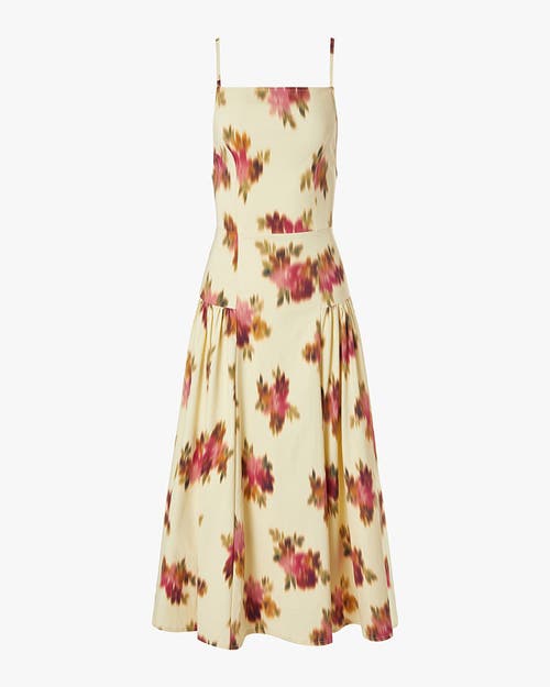 Weworewhat Blurred Floral Flare Panel Midi Dress In Yellow