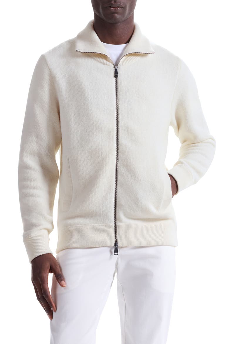 Wool Blend Zip Cardigan, Main, color, CHALK