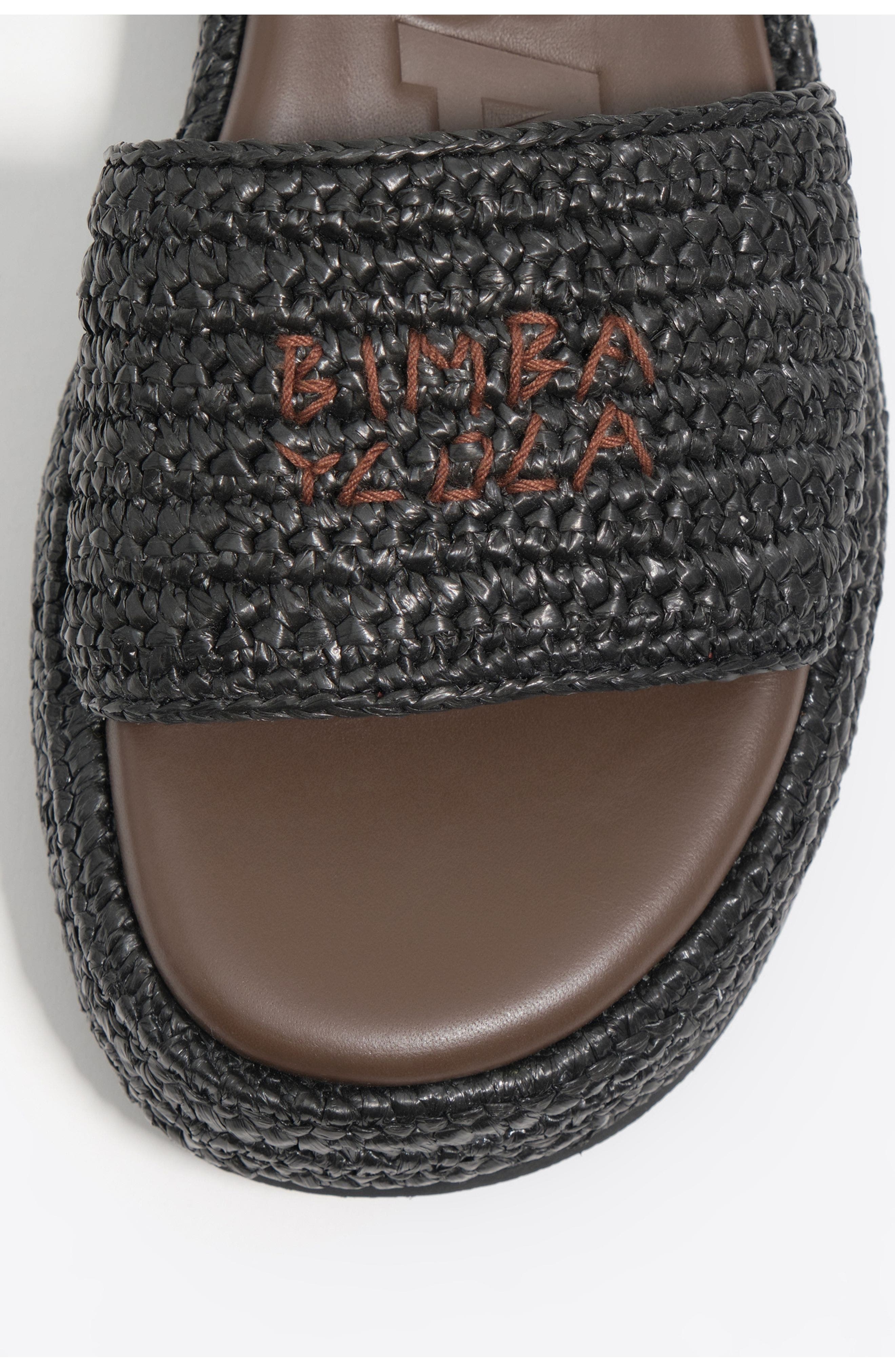Bimba y Lola Raffia Platform Sandals, Alternate, color, Black