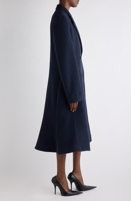 Balenciaga Godet Wool Midi Coat In Black