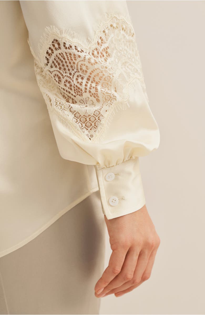 Lilysilk The Armeria Lace Silk Blouse, Alternate, color, Lily White