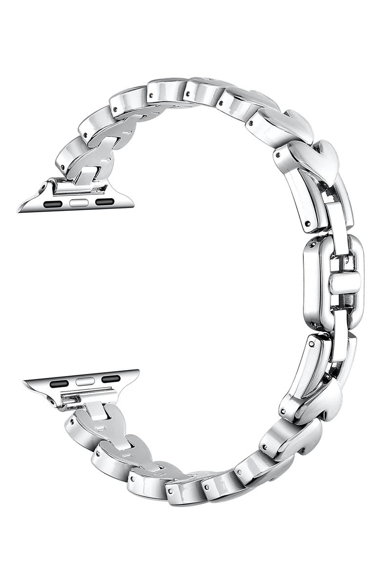 The Posh Tech Archer Heart Bracelet Apple Watch<sup>®</sup> Watchband, Alternate, color, Silver