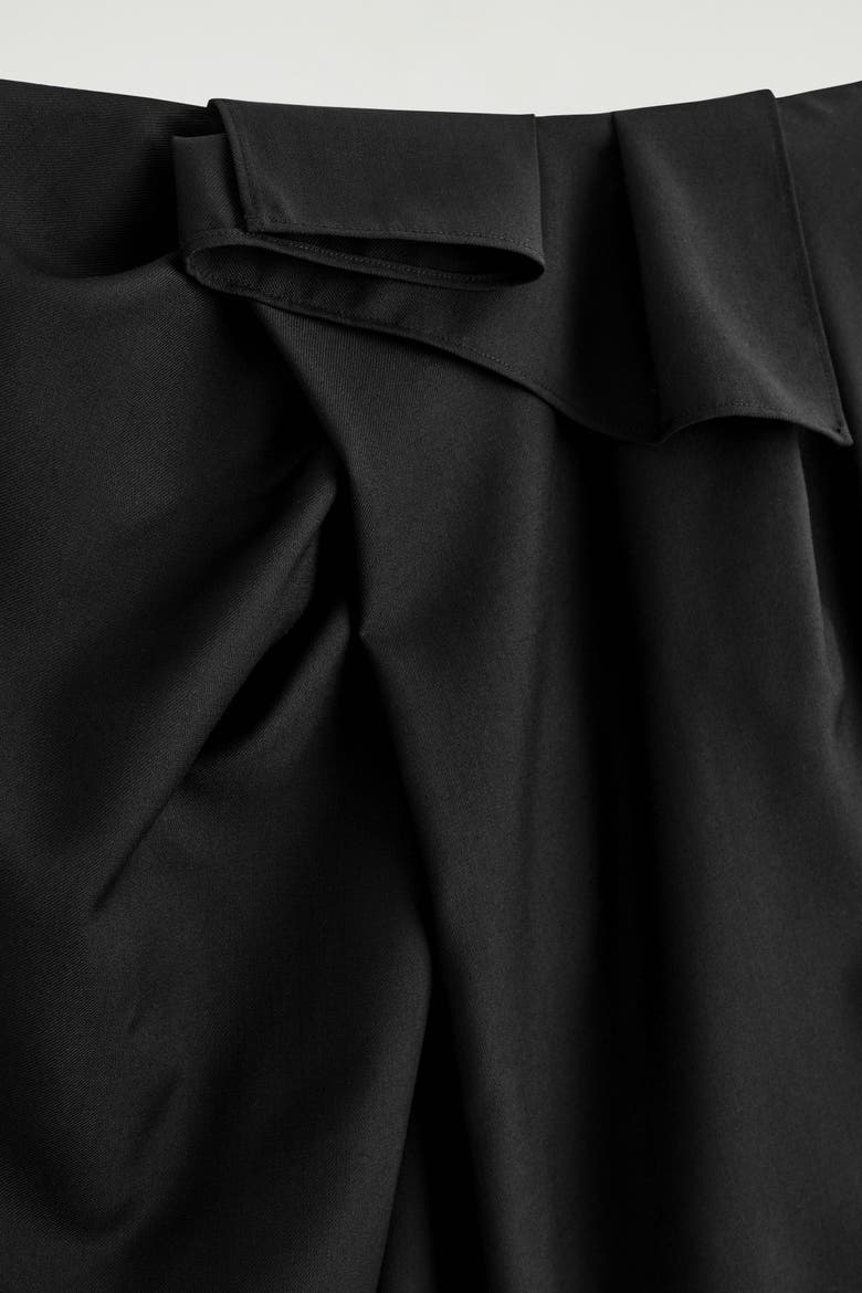 Draped Wool Wrap-Effect Midi Skirt, Alternate, color, BLACK