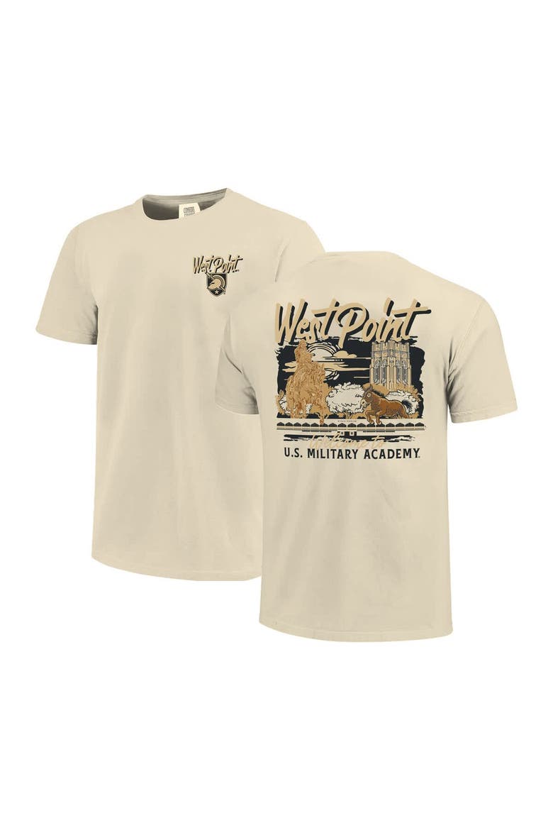 Men's Image One  Natural Army Black Knights Comfort Colors Hand-Drawn Campus Stack T-Shirt, Main, color, Natural