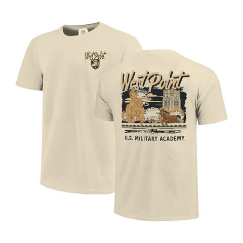 Men's Image One  Natural Army Black Knights Comfort Colors Hand-Drawn Campus Stack T-Shirt