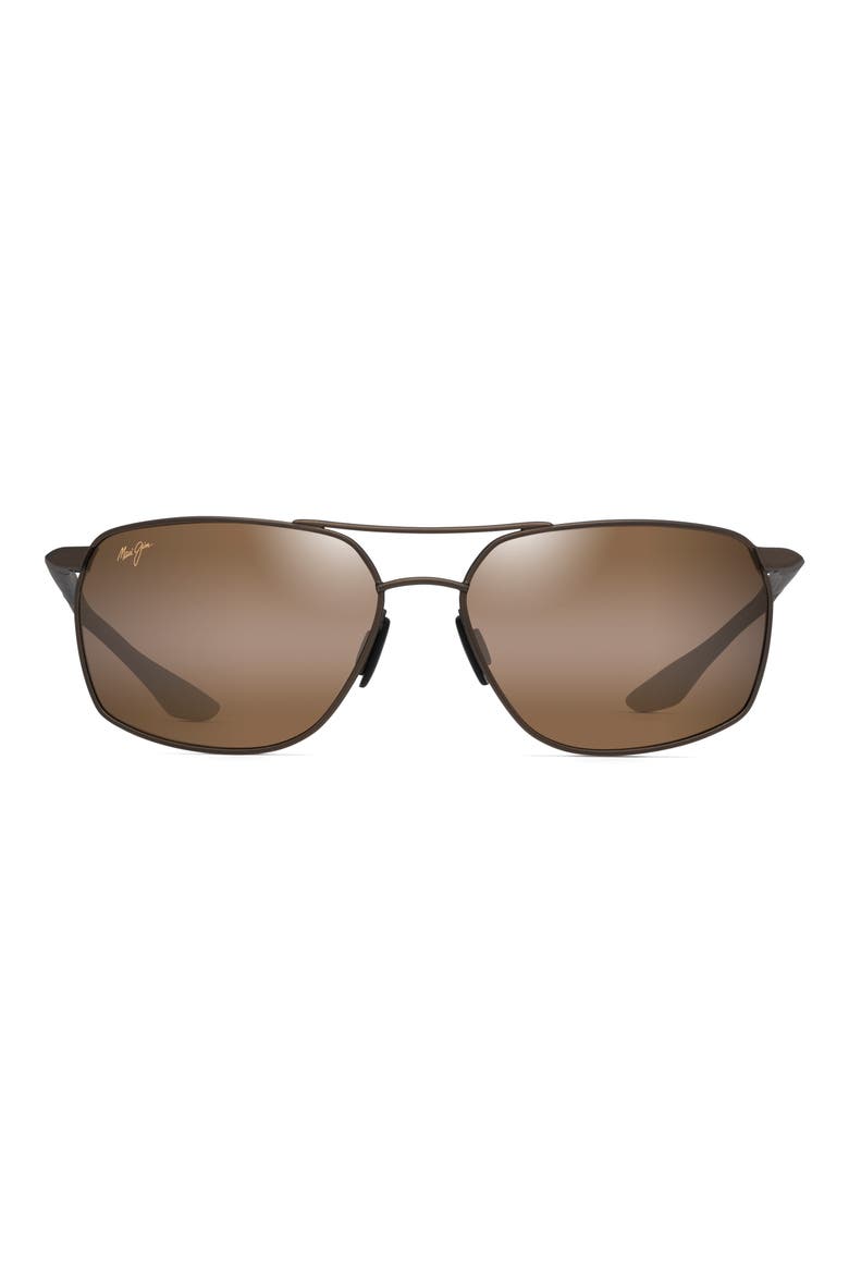 Puu Kukui 58mm Polarized Rectangle Sunglasses, Main, color, BRONZE