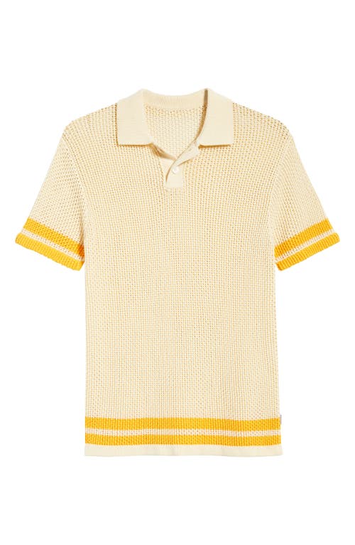 Mavrans Stripe Open Stitch Organic Cotton Polo In Yellow