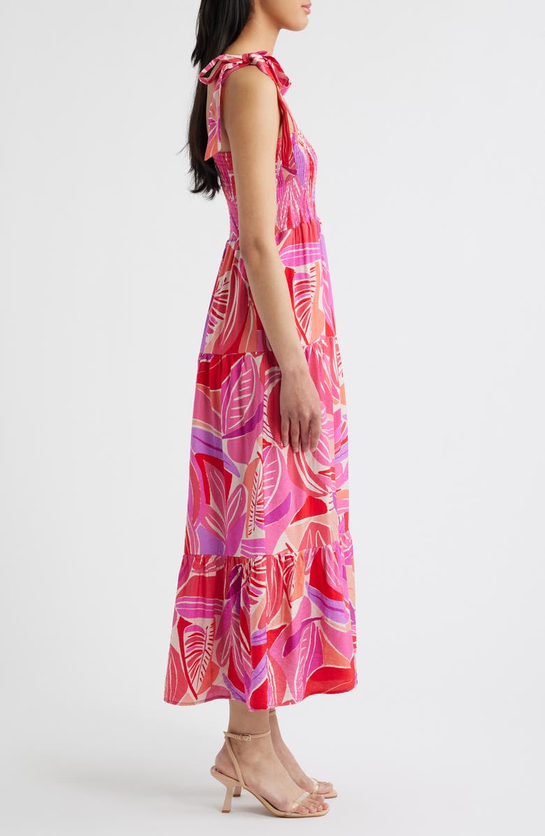 Sam Edelman Henri Palm Royal Smocked Maxi Sundress, Alternate, color, Fuchsia Multi