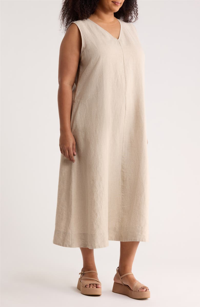 Eileen Fisher Sleeveless Linen Dress, Alternate, color, Undyed Natural