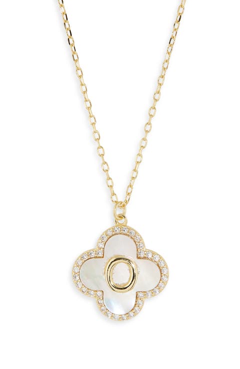 Clover Mother-of-Pearl Initial Pendant Necklace
