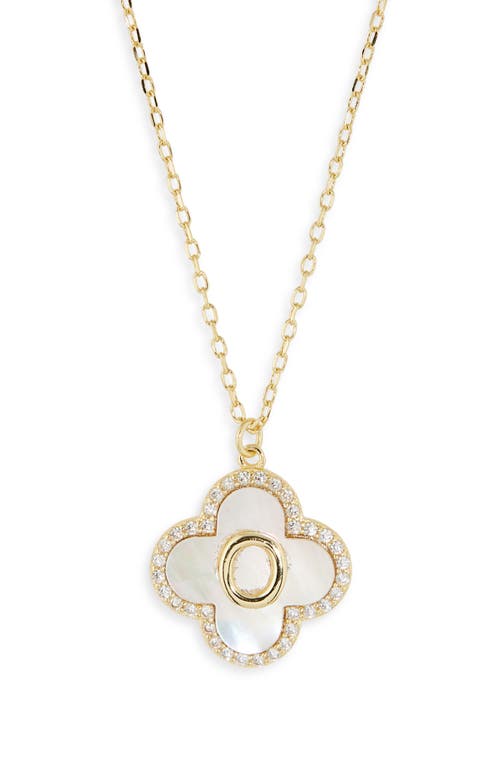 Argento Vivo Sterling Silver Clover Mother-of-pearl Initial Pendant Necklace In Gold