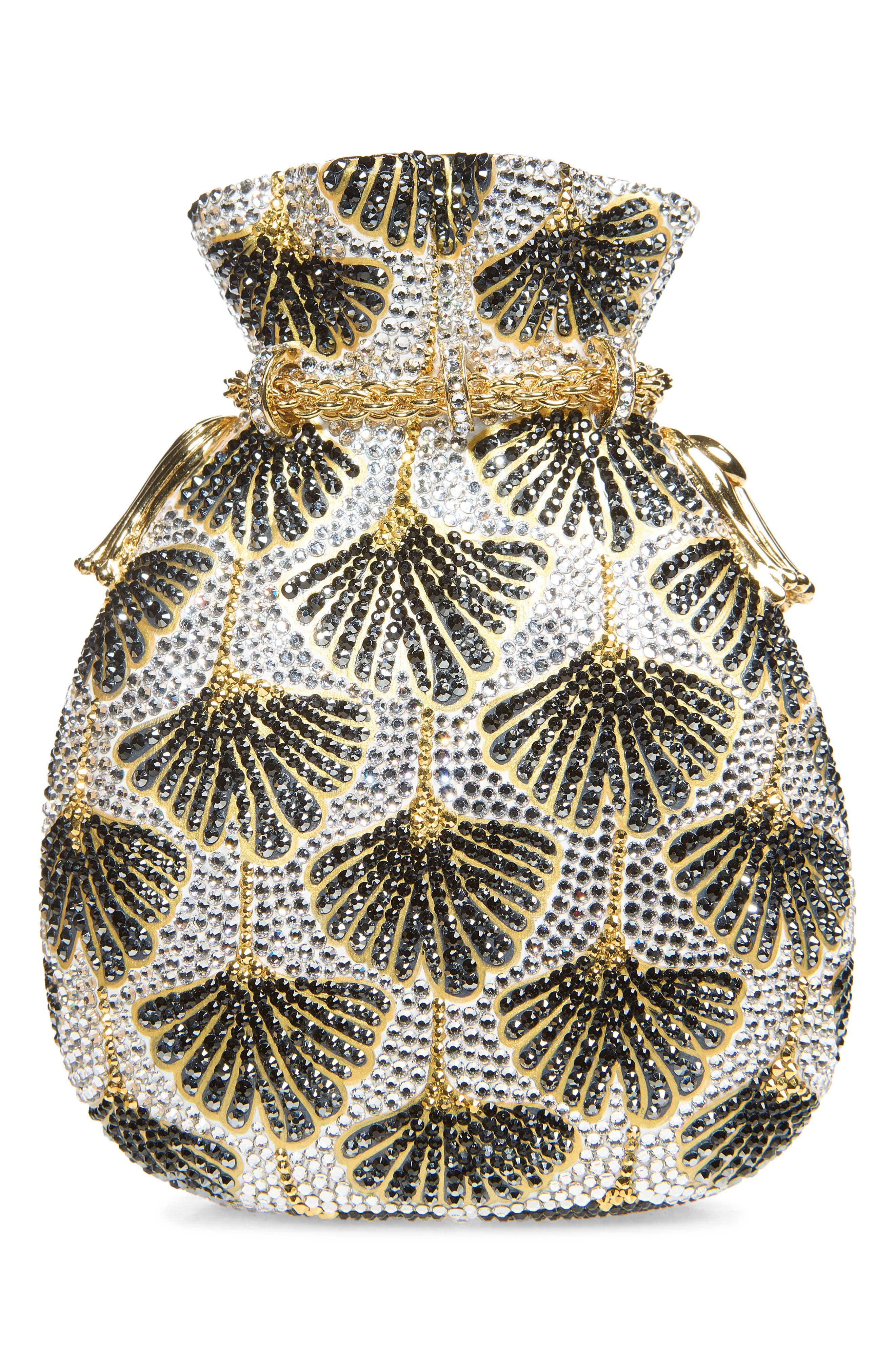 Ginkgo Crystal Embellished Pouch, Alternate, color, CHAMPAGNE JET MULTI