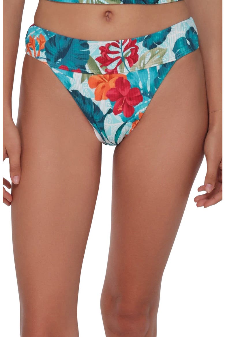 Byron High Waist Bikini Swim Bottoms, Alternate, color, Tiki Tango Rib