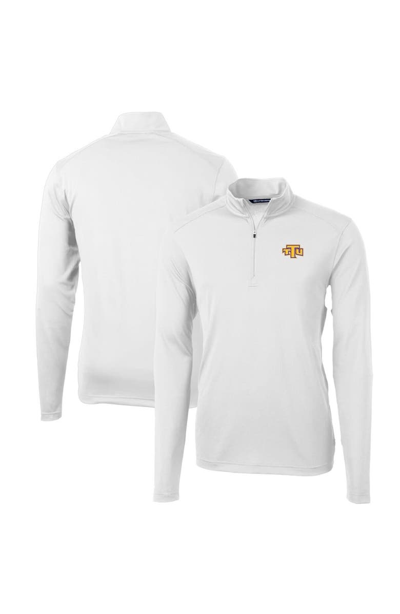Cutter & Buck Men's Cutter & Buck White Tennessee Tech Golden Eagles Big & Tall Virtue Eco Pique Recycled Quarter-Zip Pullover Top, Main, color, 