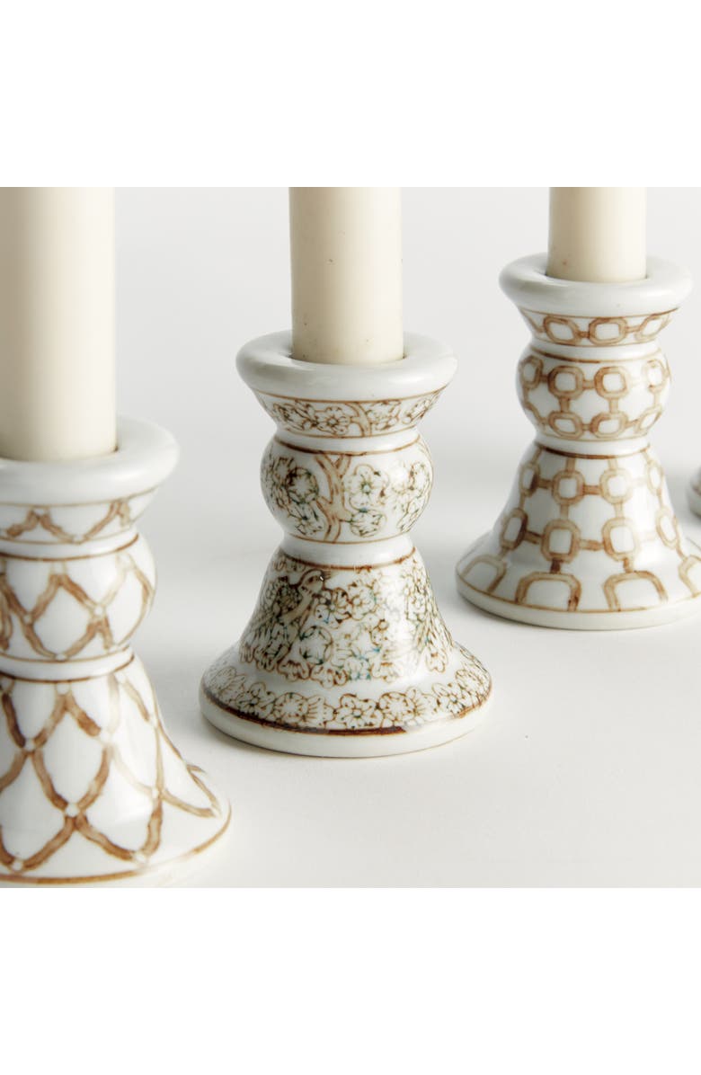 Napa Home & Garden Province Mini Taper Holders, Set of 4 - Brown & White, Alternate, color, Brown