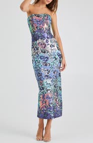 HELSI Leslie Sequin Strapless Gown