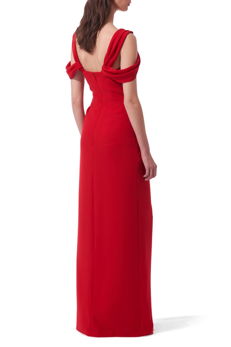 Drape Neck Crepe Gown, Alternate, color, LACQUER RED