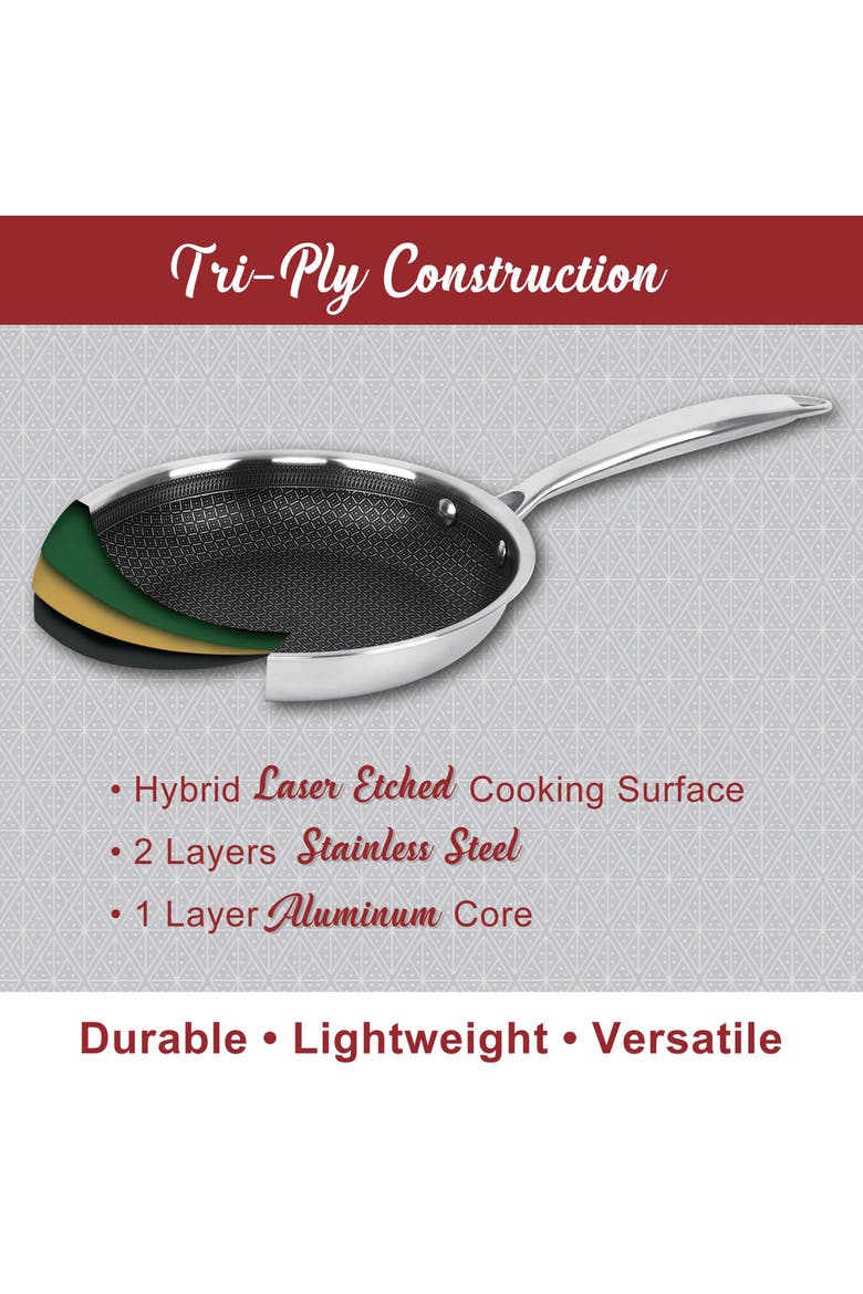 12-inch 4.2 Quarts NonStick SS Wok w/ Glass Lid, Alternate, color, Silver